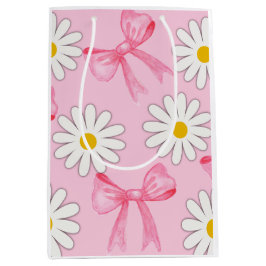 Mediana Bolsa de regalo de flor de margarita y lazo