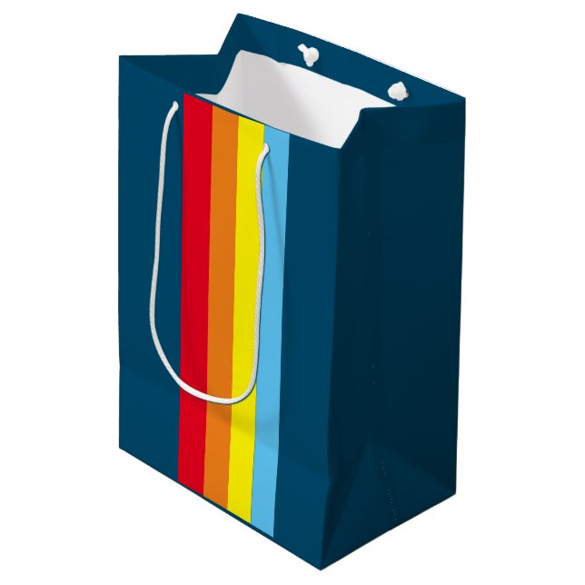 Mediana Bolsa de regalo de franjas retro (Múltiple azul ma (Angulo Anverso)
