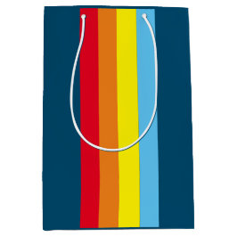 Mediana Bolsa de regalo de franjas retro (Múltiple azul ma
