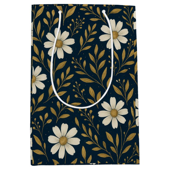 Mediana Bolsa de regalo de Frost & Gold Daisies (Anverso)