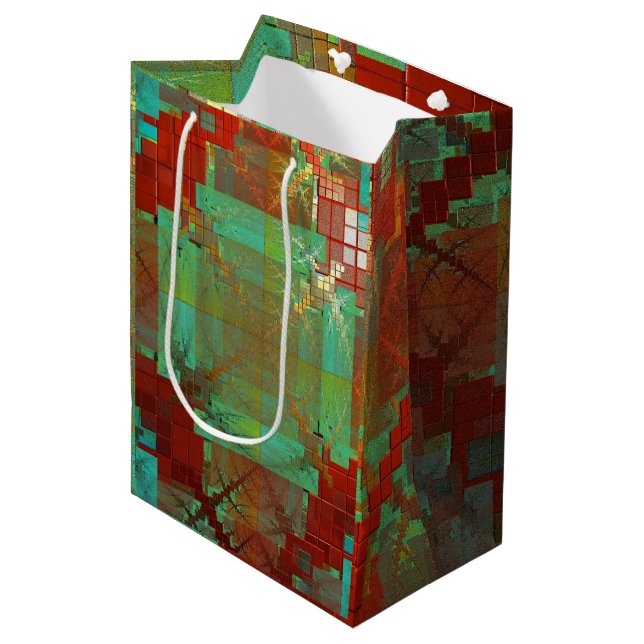 Mediana Bolsa de regalo de fusión cromática roja y verde (Angulo Anverso)