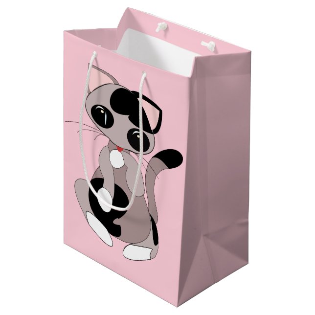 Mediana Bolsa de regalo de gato lindo (Angulo Anverso)