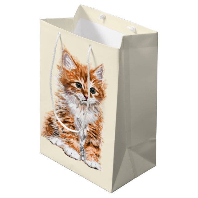 Mediana Bolsa de regalo de gato lindo (Angulo Anverso)