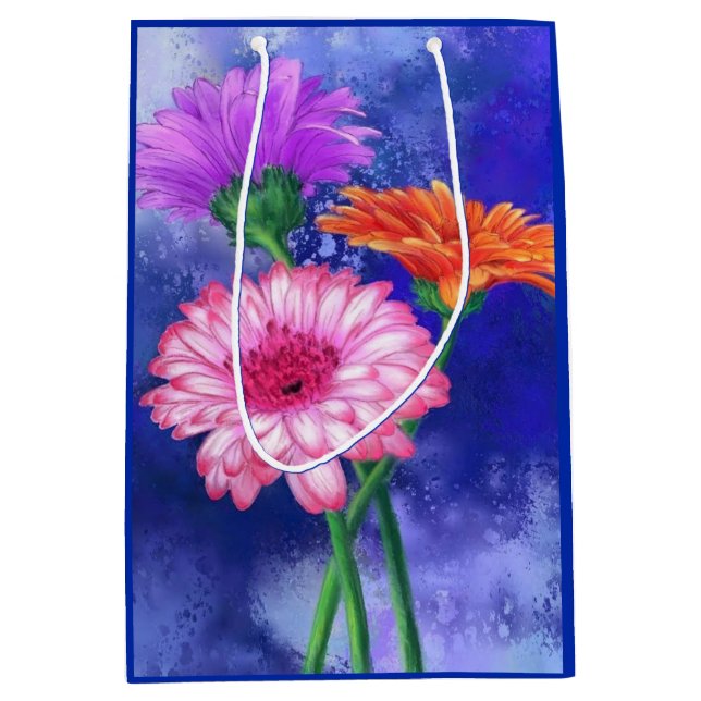 Mediana Bolsa de regalo de Gerberas Hermosas flores de col (Anverso)