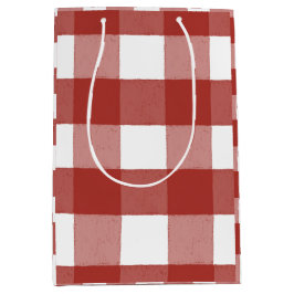 Mediana Bolsa de regalo de Gingham roja y blanca