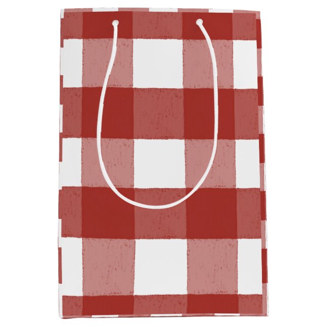 Mediana Bolsa de regalo de Gingham roja y blanca (Anverso)