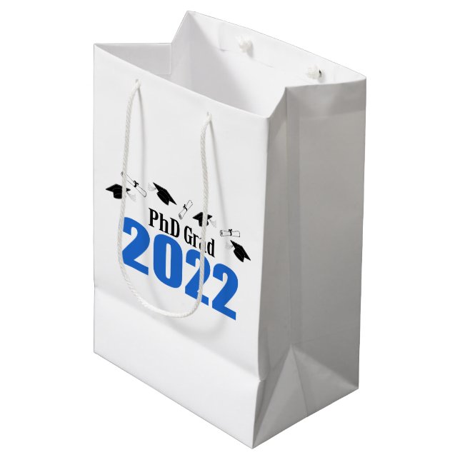 Mediana Bolsa de Regalo de Graduación de Grado 2022 (Azul) (Angulo Anverso)