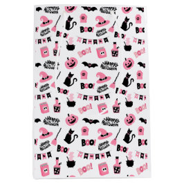 Mediana Bolsa de regalo de Halloween rosa y negro