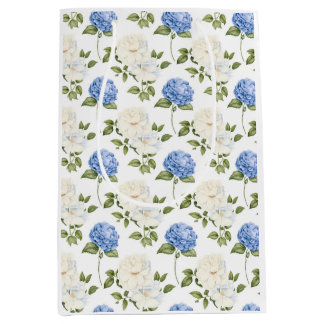 Mediana Bolsa de regalo de hoja de rosa azul