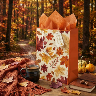 Mediana Bolsa de regalo de hojas de otoño elegantes y cala