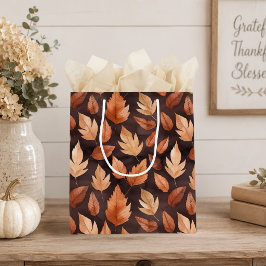 Mediana Bolsa de regalo de hojas de otoño en ámbar dorado 