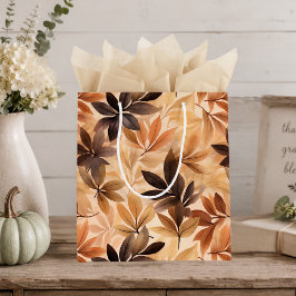 Mediana Bolsa de regalo de hojas de otoño en beige cremoso