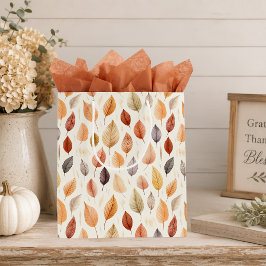 Mediana Bolsa de regalo de hojas de otoño en marrón óxido 