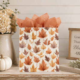Mediana Bolsa de regalo de hojas de otoño en naranja quema
