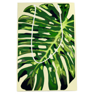 Mediana Bolsa de regalo de hojas tropicales verdes