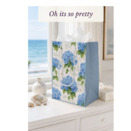 Mediana Bolsa de regalo de Hortensia Azul | Boda y Despedi