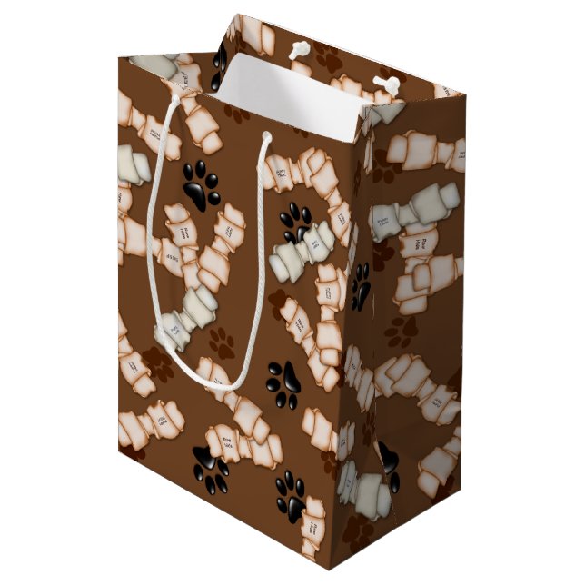 Mediana BOLSA DE REGALO DE HUESOS DE perro de Rawhide M (Angulo Anverso)