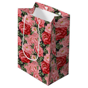 Mediana Bolsa de regalo de impresión con flores de Peony