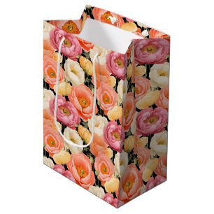 Mediana Bolsa de regalo de impresión con flores de Peony