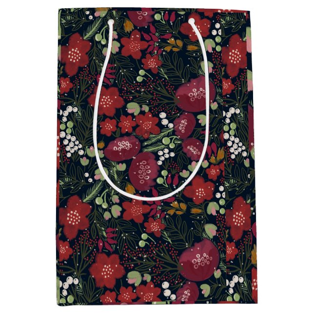 Mediana Bolsa de regalo de invierno en flor (Anverso)