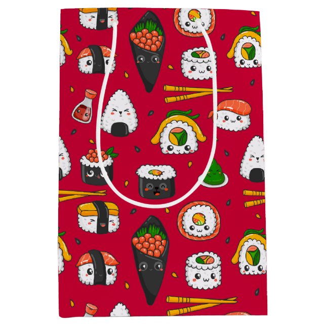 Mediana Bolsa de regalo de Kawaii Sushi (Anverso)