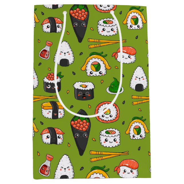 Mediana Bolsa de regalo de Kawaii Sushi (Anverso)