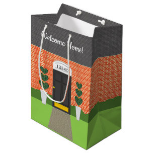 Mediana Bolsa de regalo de la casa con ladrillo de bienven