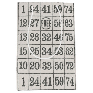 Mediana Bolsa de regalo de la tarjeta de Bingo antigua