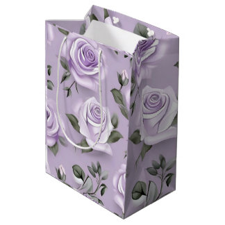 Mediana Bolsa de regalo de lavanda y boda blanco