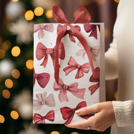 Mediana Bolsa de regalo de lazos rosados y rojos de Navida