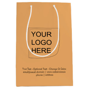 Mediana Bolsa de regalo de logo de color naranja suave de 