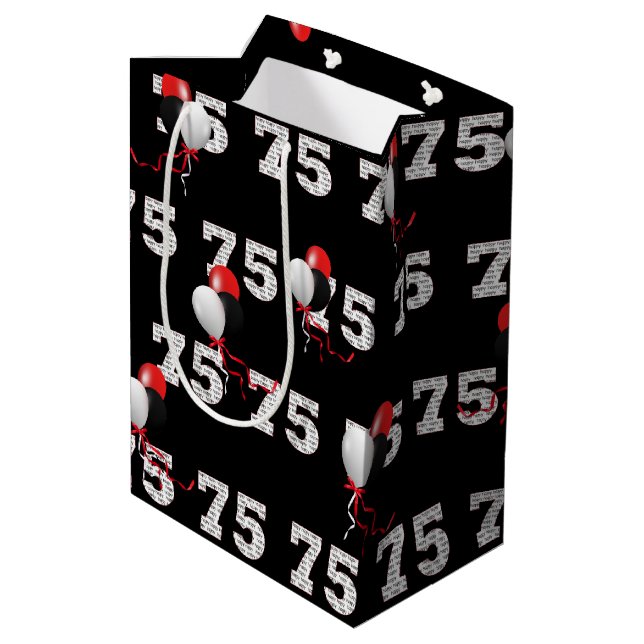 Mediana Bolsa de regalo de los globos de cumpleaños número (Angulo reverso)