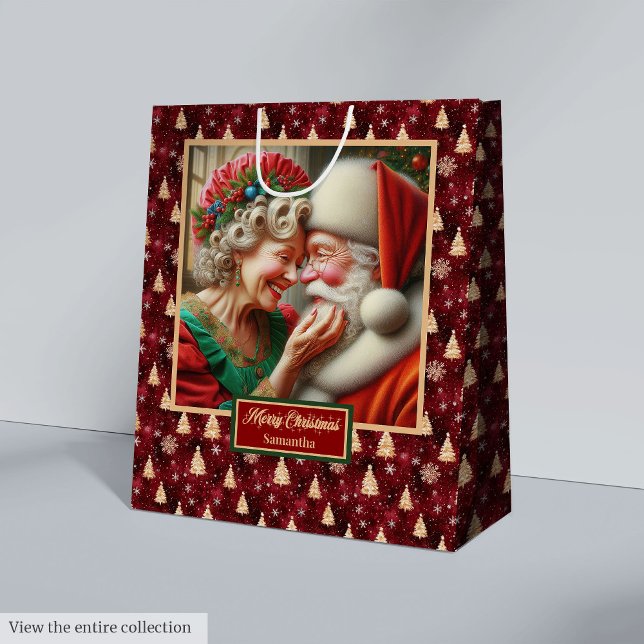 Mediana Bolsa de regalo de los Navidades clásicos de Santa (Watercolor Santa Claus Classic Christmas Gift Bag)