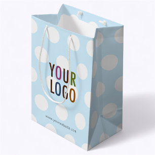 Mediana Bolsa de Regalo de Lunares Azul Claro de 10 pulgad