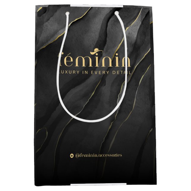 Mediana Bolsa de regalo de marca elegante personalizada (Anverso)