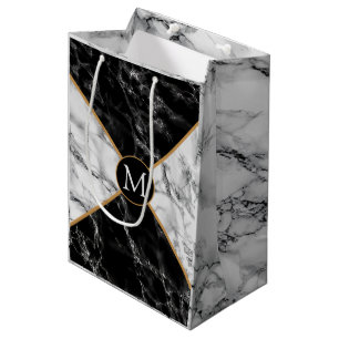 Mediana Bolsa de regalo de mármol con letra personalizada