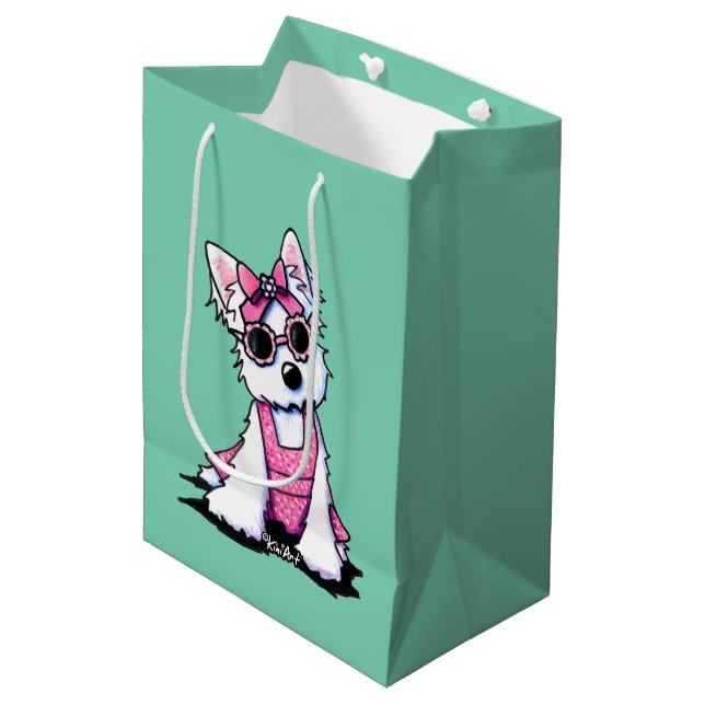 Mediana Bolsa de regalo de Miss Olivia Westie KiniArt (Angulo Anverso)