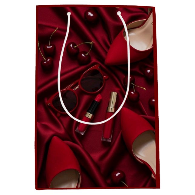 Mediana Bolsa de regalo de moda roja de lujo (Anverso)