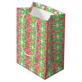 Mediana Bolsa de regalo de Mosaico Rojo y Verde