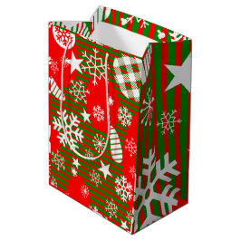 Mediana Bolsa de regalo de Navidad – Alegría al mundo rojo