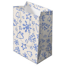 Bolsa de regalo de Navidad azul con Doodle