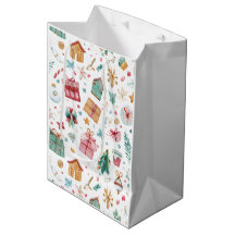Bolsa de regalo de Navidad con acuarela caprichosa
