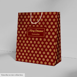 Mediana Bolsa de regalo de Navidad con copos de nieve rojo