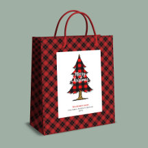 Bolsa de regalo de Navidad con cuadros de búfalo m