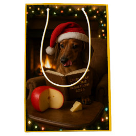 Mediana Bolsa de regalo de Navidad con Dachshund adorable 