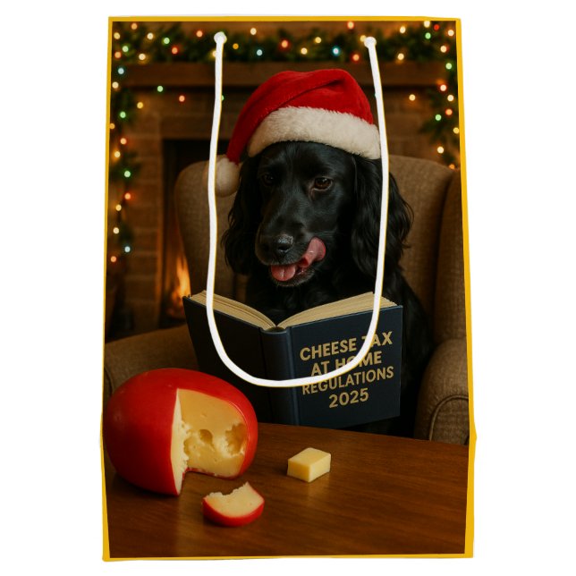 Mediana Bolsa de regalo de Navidad de Cocker Spaniel negro (Reverso)