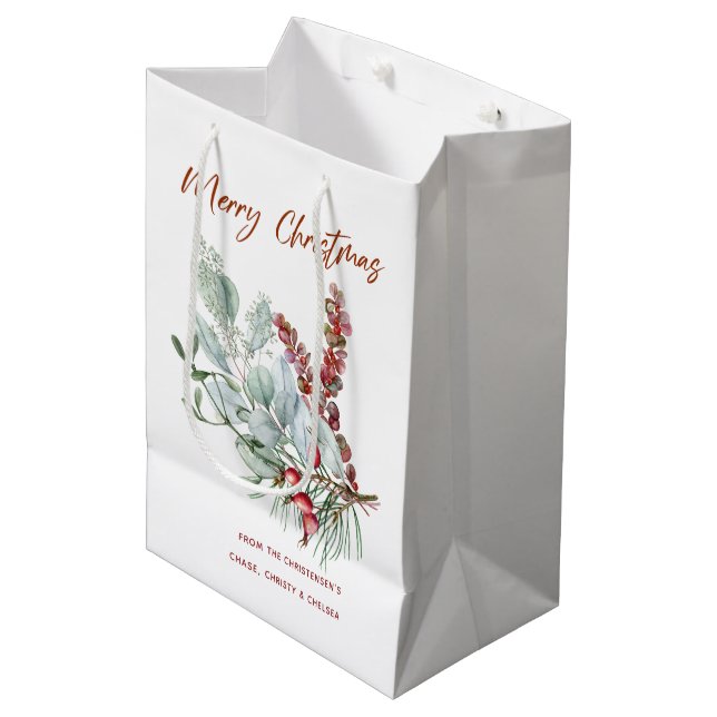 Mediana Bolsa de Regalo de Navidad de Feliz (Angulo Anverso)