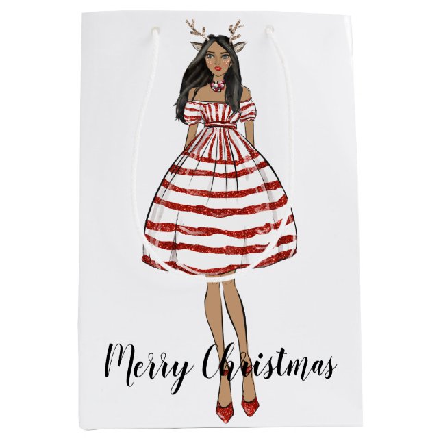 Mediana Bolsa de Regalo de Navidad de Feliz (Anverso)