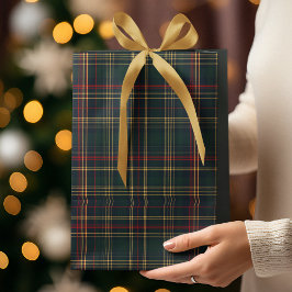 Mediana Bolsa de regalo de Navidad en cuadros verde oscuro