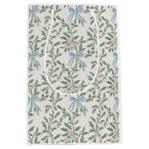 Bolsa de regalo de Navidad Holly Vine y Lazo Azul
